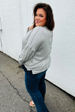 Load image into Gallery viewer, Heather Grey Drop Shoulder Bubble Sleeve Outseam Top