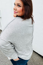Load image into Gallery viewer, Heather Grey Drop Shoulder Bubble Sleeve Outseam Top