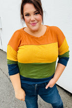 Load image into Gallery viewer, Olive &amp; Mustard Color Block Hacci Top