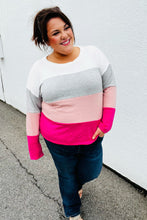 Load image into Gallery viewer, Ivory &amp; Fuchsia Color Block Hacci Top