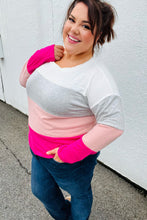 Load image into Gallery viewer, Ivory &amp; Fuchsia Color Block Hacci Top
