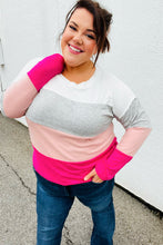 Load image into Gallery viewer, Ivory &amp; Fuchsia Color Block Hacci Top