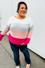 Load image into Gallery viewer, Ivory &amp; Fuchsia Color Block Hacci Top