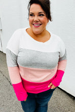 Load image into Gallery viewer, Ivory &amp; Fuchsia Color Block Hacci Top