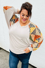 Load image into Gallery viewer, Taupe Animal Patchwork Print Dolman V Neck Top
