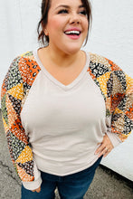 Load image into Gallery viewer, Taupe Animal Patchwork Print Dolman V Neck Top