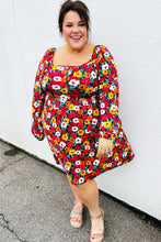 Load image into Gallery viewer, Multicolor Flat Floral Square Neck Button Babydoll Dress