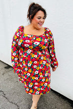 Load image into Gallery viewer, Multicolor Flat Floral Square Neck Button Babydoll Dress
