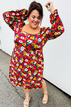 Load image into Gallery viewer, Multicolor Flat Floral Square Neck Button Babydoll Dress