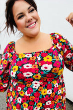 Load image into Gallery viewer, Multicolor Flat Floral Square Neck Button Babydoll Dress