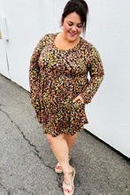 Load image into Gallery viewer, Mocha Leopard Long Sleeve Babydoll Dress