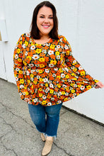 Load image into Gallery viewer, Rust Flat Floral Tiered Babydoll Top