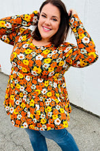 Load image into Gallery viewer, Rust Flat Floral Tiered Babydoll Top