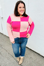 Load image into Gallery viewer, Pink/Blush Checkerboard Outseam Colorblock Sweater Top
