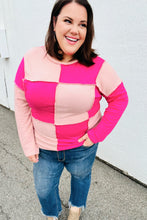 Load image into Gallery viewer, Pink/Blush Checkerboard Outseam Colorblock Sweater Top