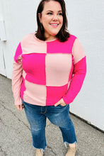 Load image into Gallery viewer, Pink/Blush Checkerboard Outseam Colorblock Sweater Top