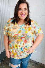 Load image into Gallery viewer, Peach &amp; Aqua Floral Babydoll Top