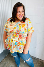 Load image into Gallery viewer, Peach &amp; Aqua Floral Babydoll Top