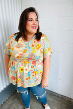 Load image into Gallery viewer, Peach &amp; Aqua Floral Babydoll Top