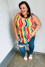 Load image into Gallery viewer, Multicolor Wavy Stripe Shoulder Tie Detail Top