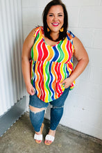 Load image into Gallery viewer, Multicolor Wavy Stripe Shoulder Tie Detail Top
