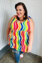 Load image into Gallery viewer, Multicolor Wavy Stripe Shoulder Tie Detail Top