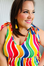 Load image into Gallery viewer, Multicolor Wavy Stripe Shoulder Tie Detail Top