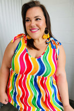 Load image into Gallery viewer, Multicolor Wavy Stripe Shoulder Tie Detail Top