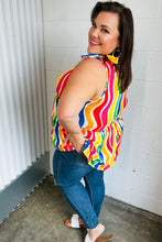 Load image into Gallery viewer, Multicolor Wavy Stripe Shoulder Tie Detail Top
