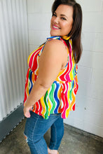 Load image into Gallery viewer, Multicolor Wavy Stripe Shoulder Tie Detail Top