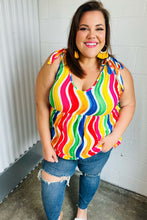 Load image into Gallery viewer, Multicolor Wavy Stripe Shoulder Tie Detail Top
