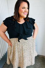 Load image into Gallery viewer, Two Fer Ruffle V Neck Leopard Woven Dress