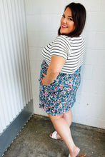 Load image into Gallery viewer, Dark Teal Two-Fer Stripe &amp; Floral Color Block Dress