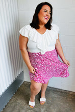 Load image into Gallery viewer, Fuchsia Leopard Two Fer Ruffle V Neck Woven Dress