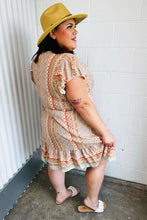 Load image into Gallery viewer, Sage Boho Floral Button Detail V Neck Ruffle Dress