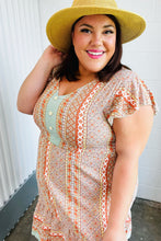 Load image into Gallery viewer, Sage Boho Floral Button Detail V Neck Ruffle Dress