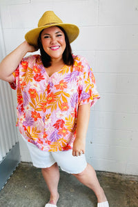 Lilac Tropical Floral Print Woven Top