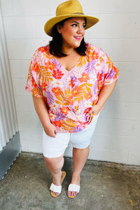 Lilac Tropical Floral Print Woven Top