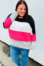 Load image into Gallery viewer, Fuchsia &amp; Black Color Block Hacci Sweater Top