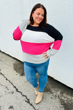 Load image into Gallery viewer, Fuchsia &amp; Black Color Block Hacci Sweater Top