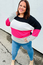 Load image into Gallery viewer, Fuchsia &amp; Black Color Block Hacci Sweater Top