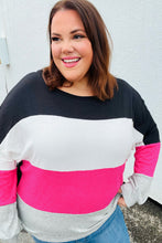 Load image into Gallery viewer, Fuchsia &amp; Black Color Block Hacci Sweater Top