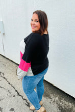 Load image into Gallery viewer, Fuchsia &amp; Black Color Block Hacci Sweater Top