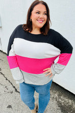 Load image into Gallery viewer, Fuchsia &amp; Black Color Block Hacci Sweater Top