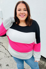Load image into Gallery viewer, Fuchsia &amp; Black Color Block Hacci Sweater Top