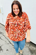 Load image into Gallery viewer, Rust Floral Print V Neck Woven Top