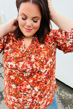 Load image into Gallery viewer, Rust Floral Print V Neck Woven Top