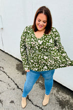 Load image into Gallery viewer, Olive Floral Print Babydoll Top