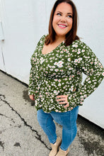 Load image into Gallery viewer, Olive Floral Print Babydoll Top