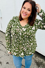 Load image into Gallery viewer, Olive Floral Print Babydoll Top